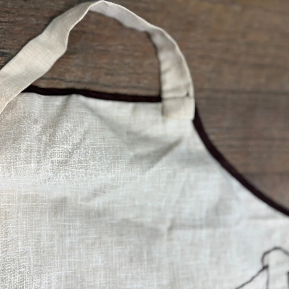 Vintage‎ Handmade Vintage Cheeseburger Applique Linen Apron Novelty Folk Art